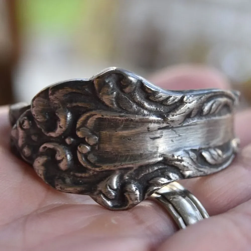 Pottery Barn Victorian Napkin Rings Silver Tone Set of 8 Boxed Ornate